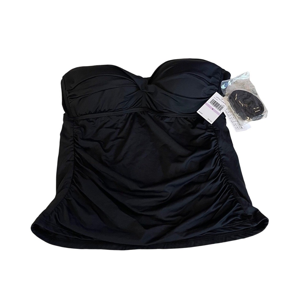 Jantzen Womens Black Ruched Sweetheart Tankini Top JZ21009T UPF 50 New Tag 6